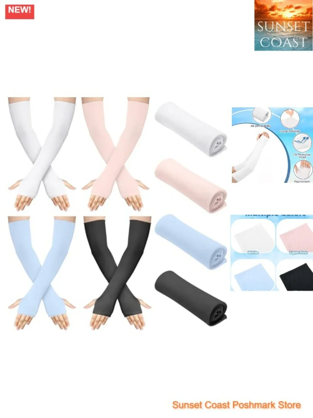 4 Pack Fingerless Sun Gloves UV Protection Driving